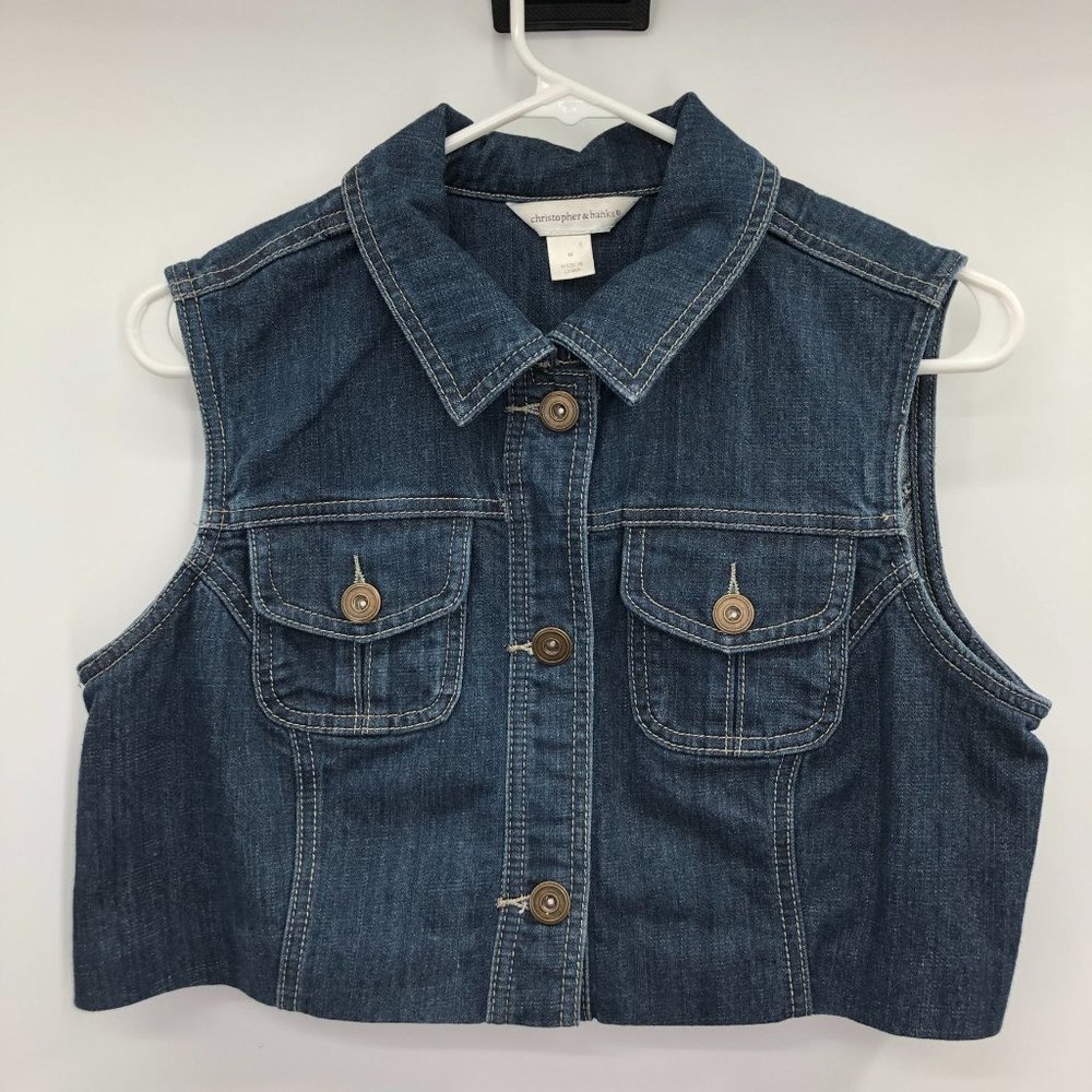 Christopher & Banks Cropped Denim Vest Womens M Used
